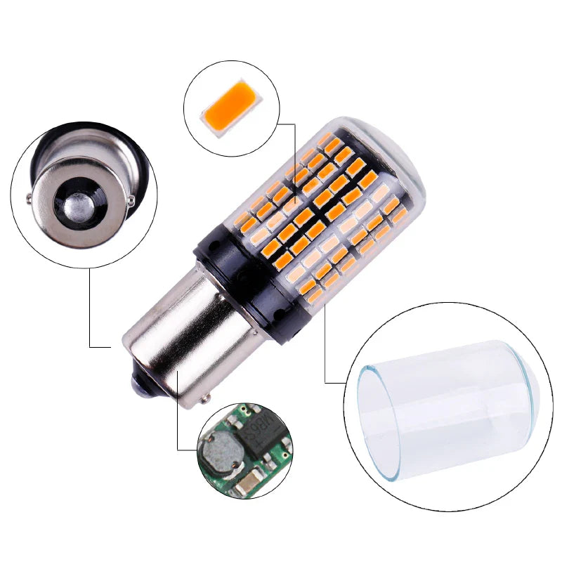 1x 3014 144smd CanBus S25 1156 BA15S P21W LED BAY15D BAU15S PY21W lamp T20 LED 7440 W21W W21/5W led Bulbs For Turn Signal Light