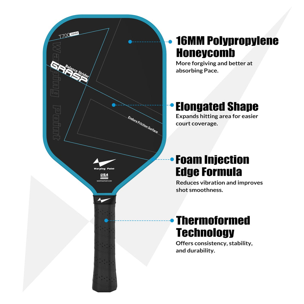 Grasp Balance Pickleball Paddle Navy 16mm T700 Carbon Fiber for Power & Control