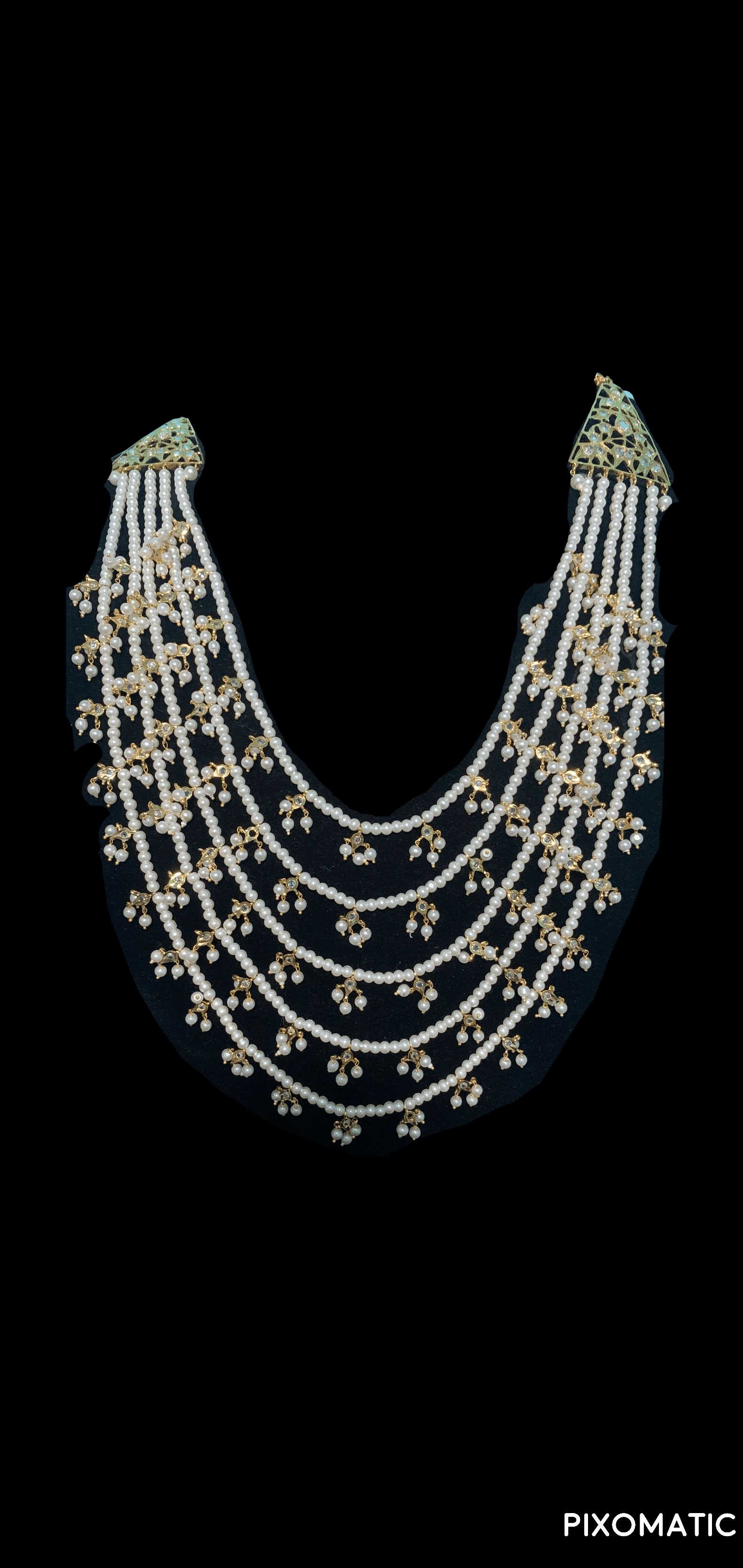 Tanya bridal 5 layer neckalce with jhumka in white ( SHIPS IN 3 WEEKS )