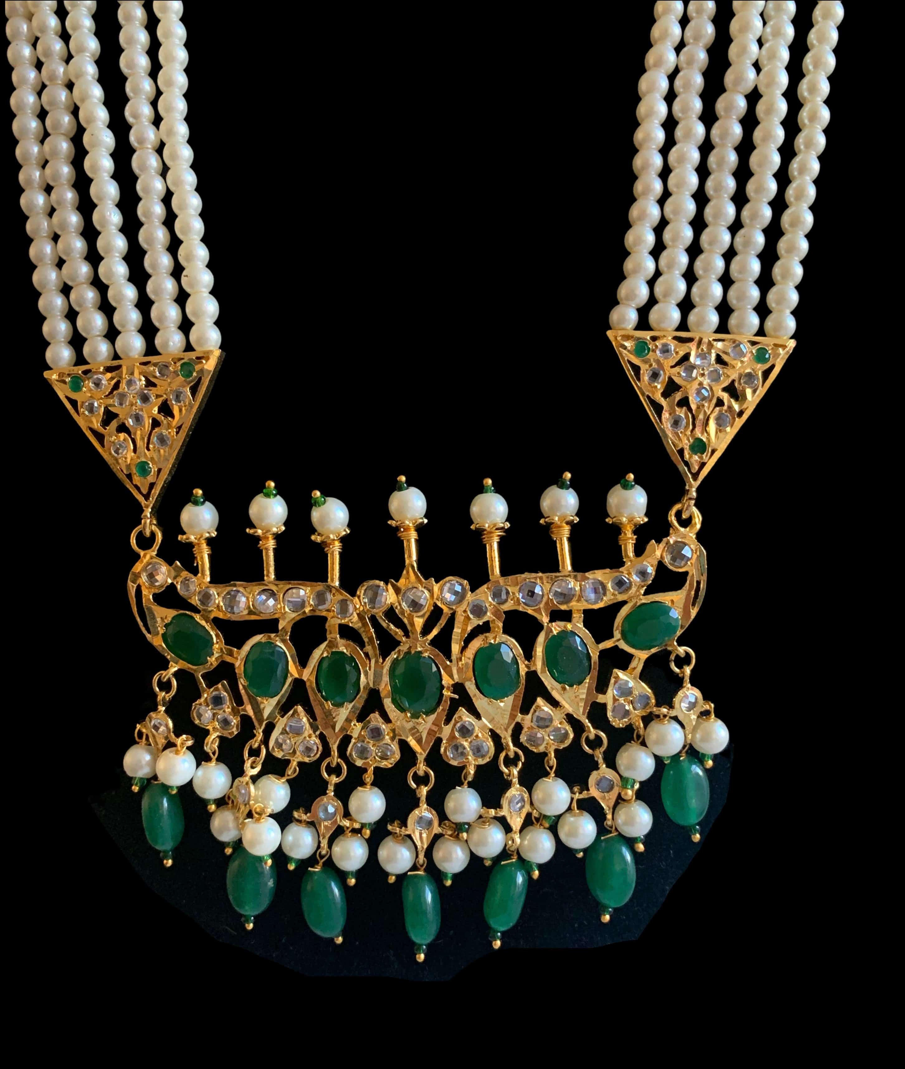 Tirmani in Rani haar style with Chandbali in green ( SHIPS IN 3 WEEKS )