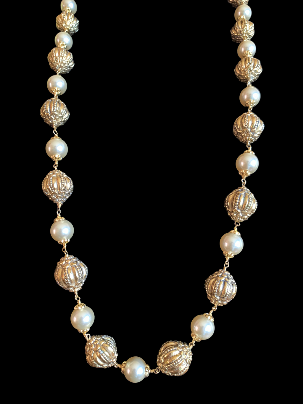 92.5 silver and gold plated nakshi beads mala