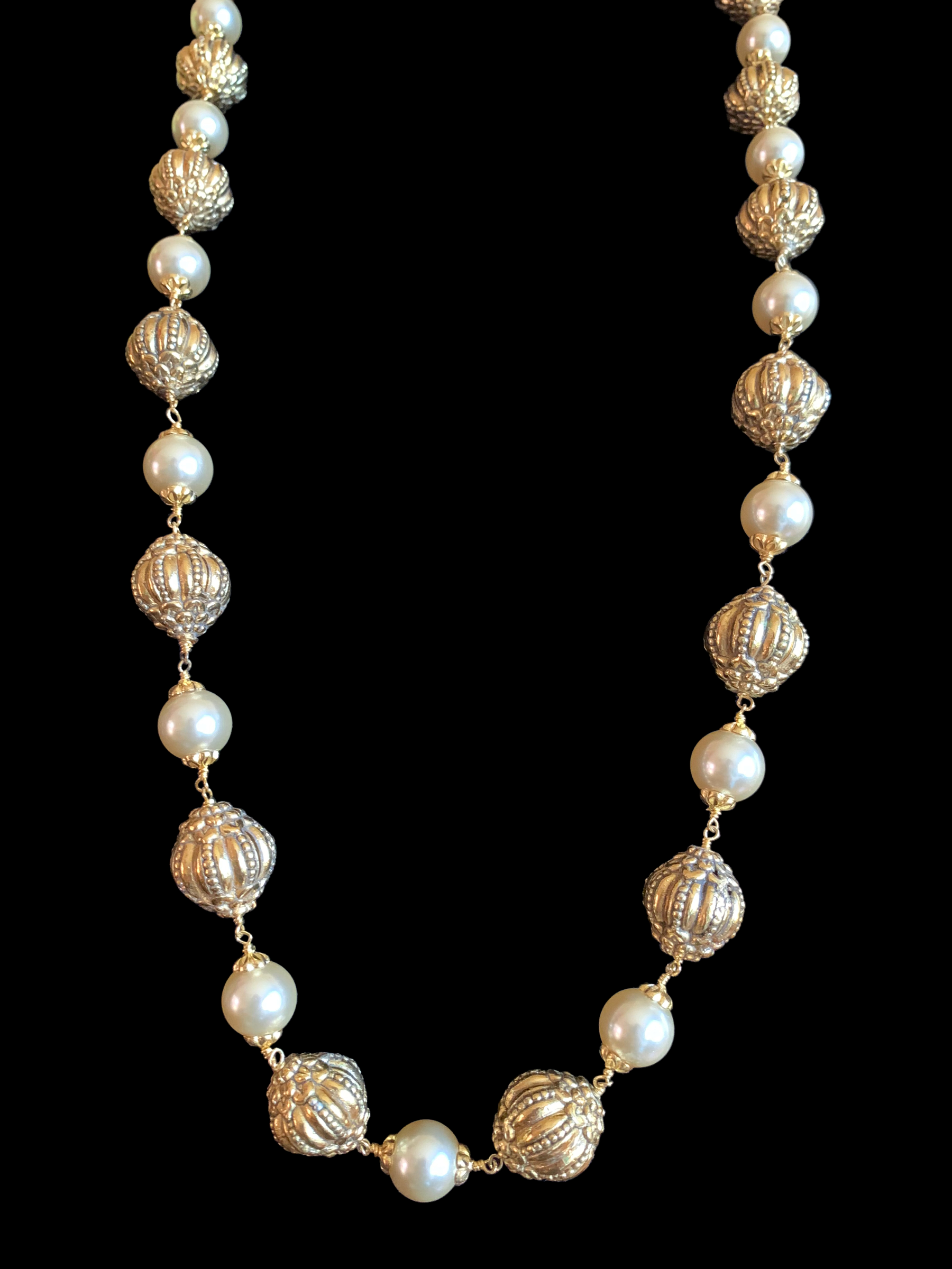 92.5 silver and gold plated nakshi beads mala