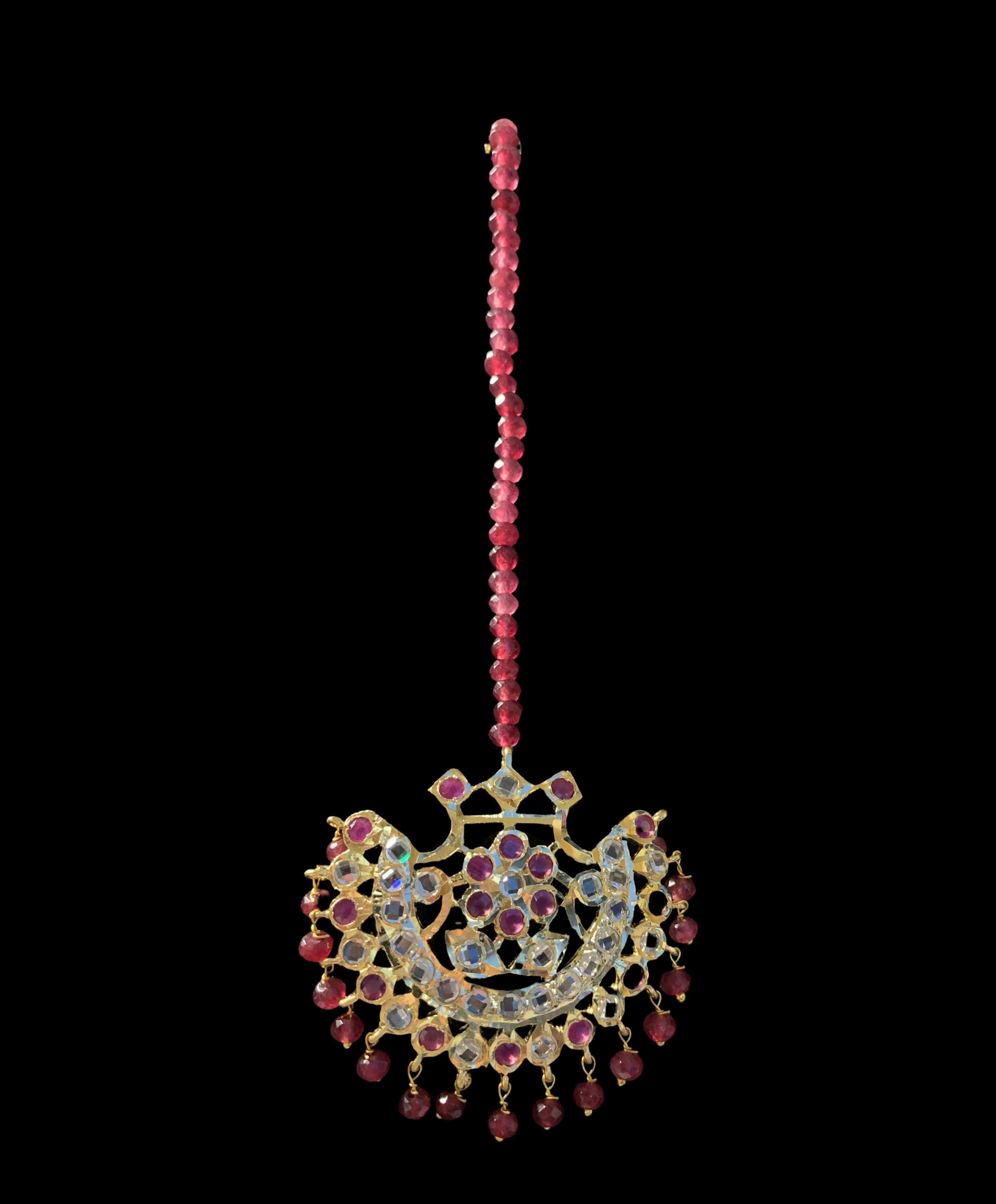 DJET9 Saha chandbali tika in ruby ( READY TO SHIP )