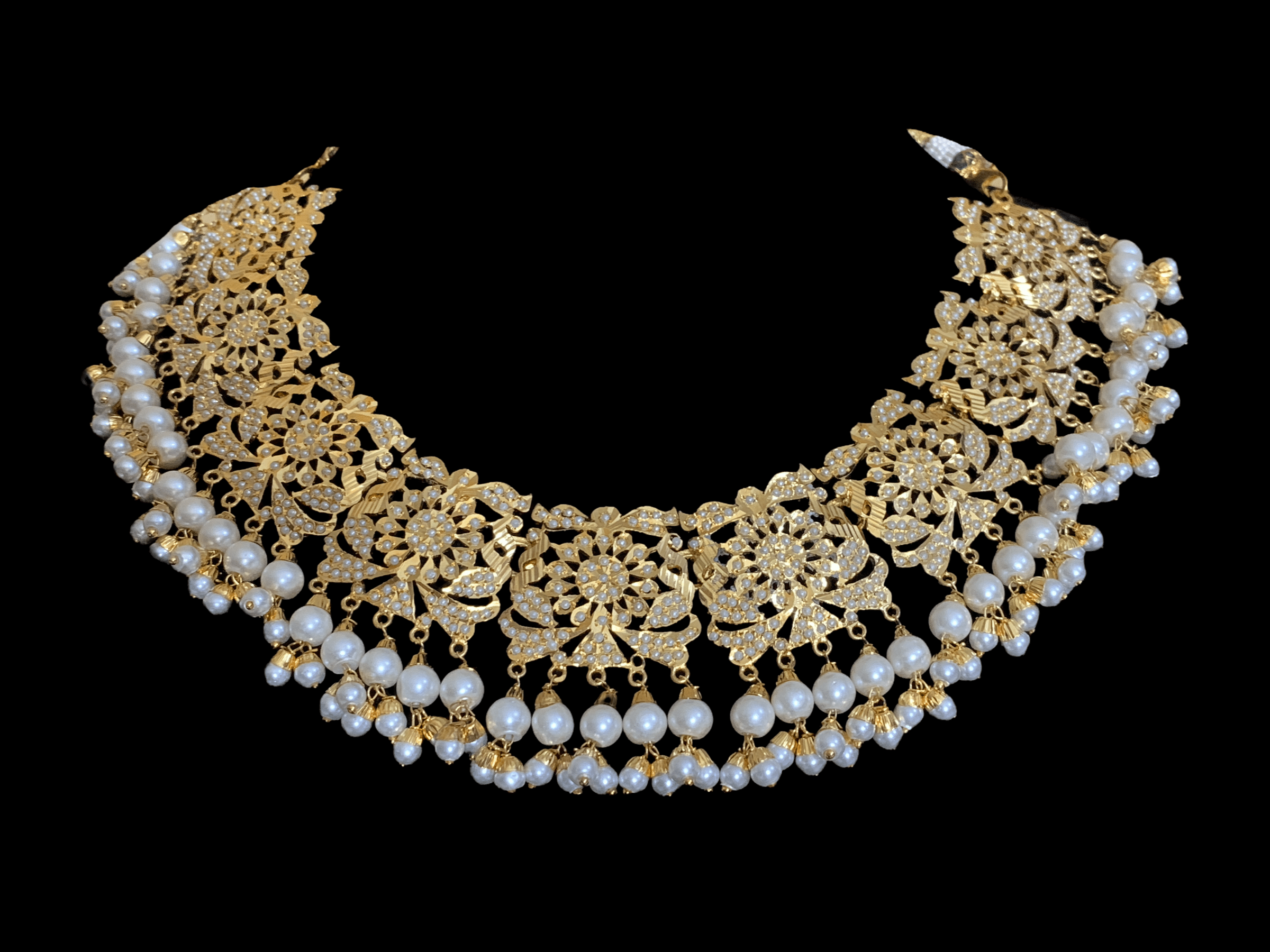 NS66 Rashmika Punjabi jadau necklace with jhumka ( SHIPS IN 2 WEEKS )