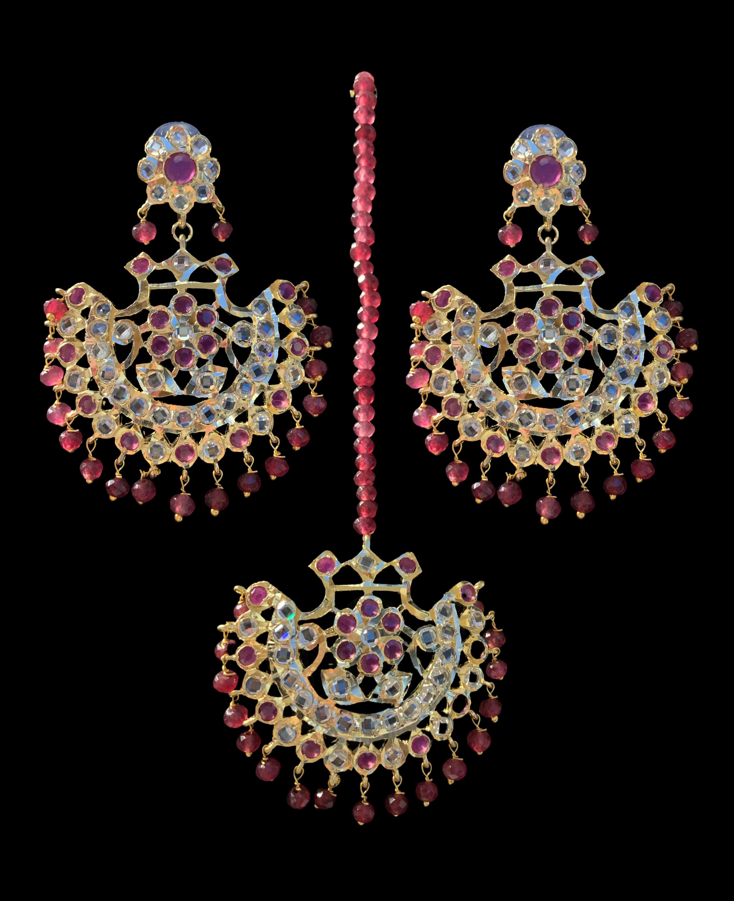 DJET9 Saha chandbali tika in ruby ( READY TO SHIP )