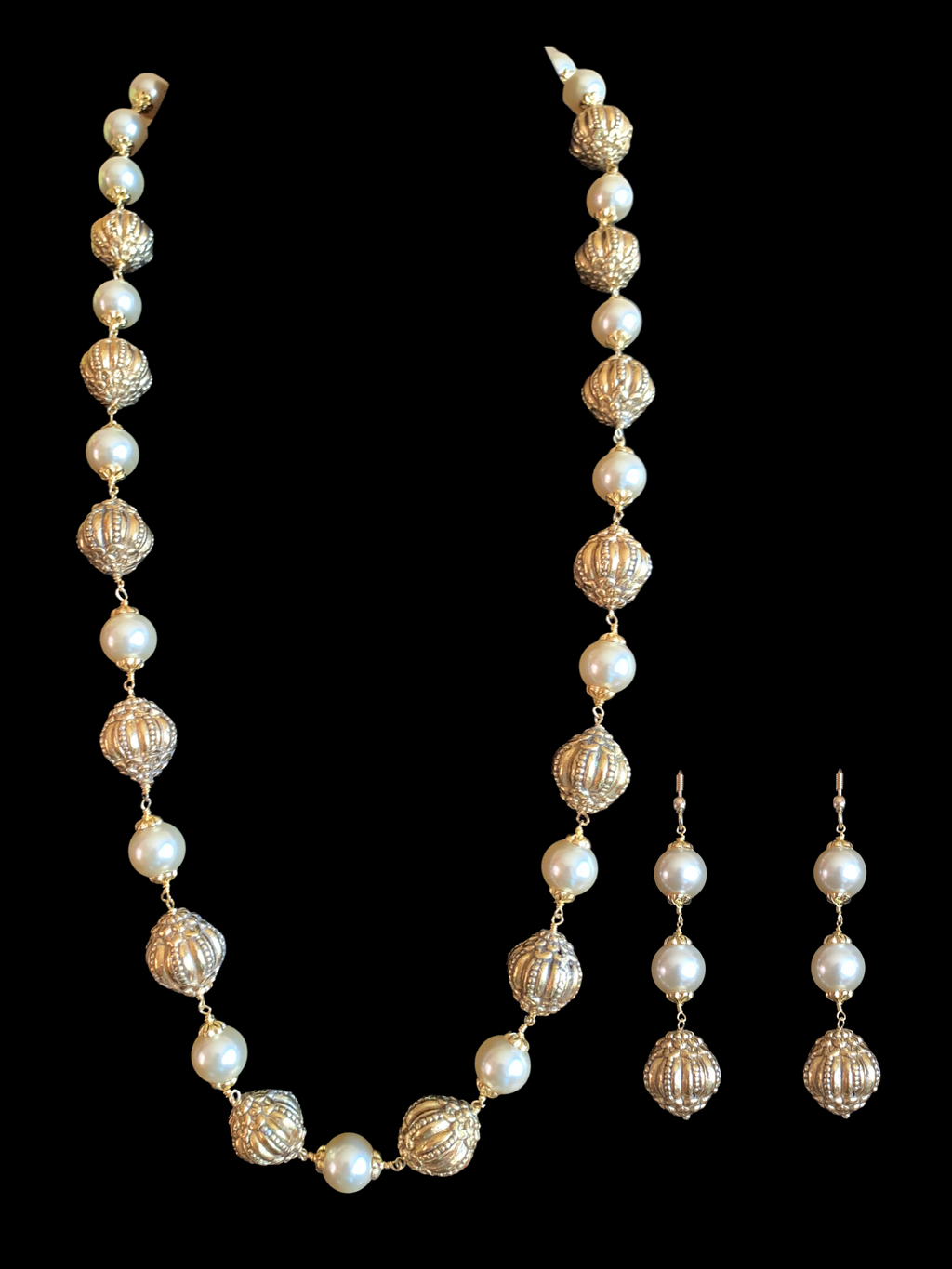 92.5 silver and gold plated nakshi beads mala