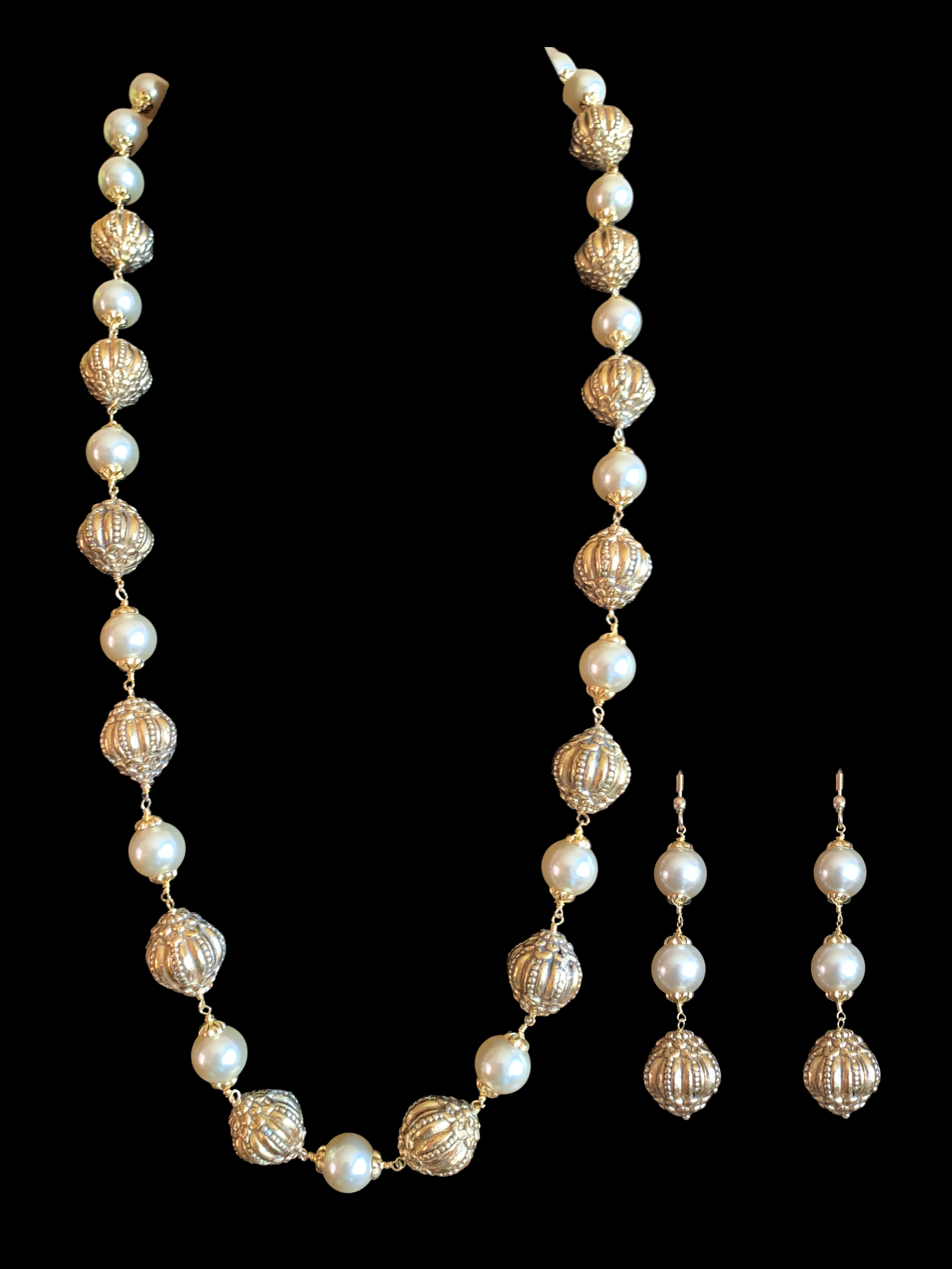 92.5 silver and gold plated nakshi beads mala