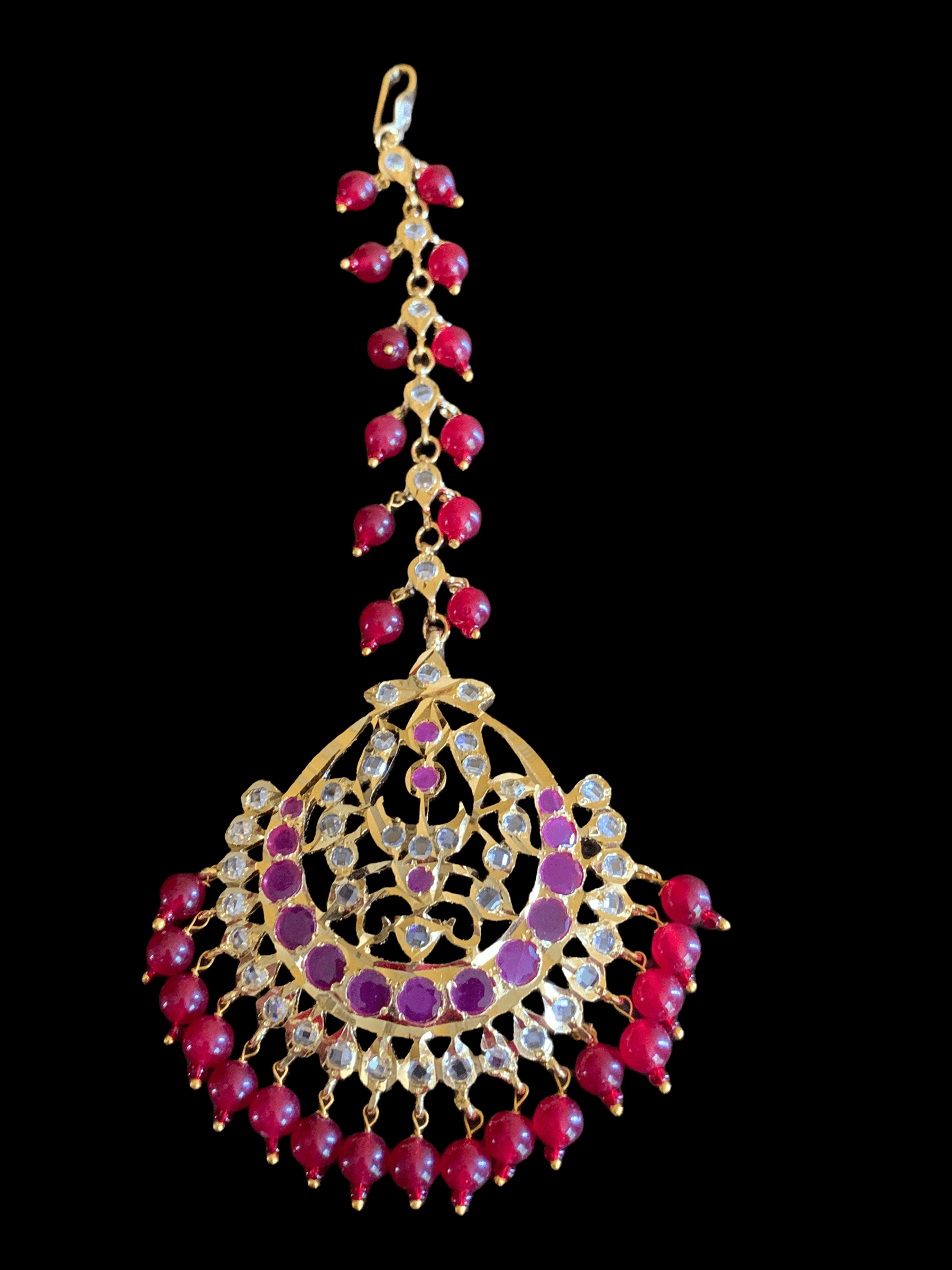 JTK26 Hira Bridal jhoomar and tika in rubies ( SHIPS IN 2 WEEKS )