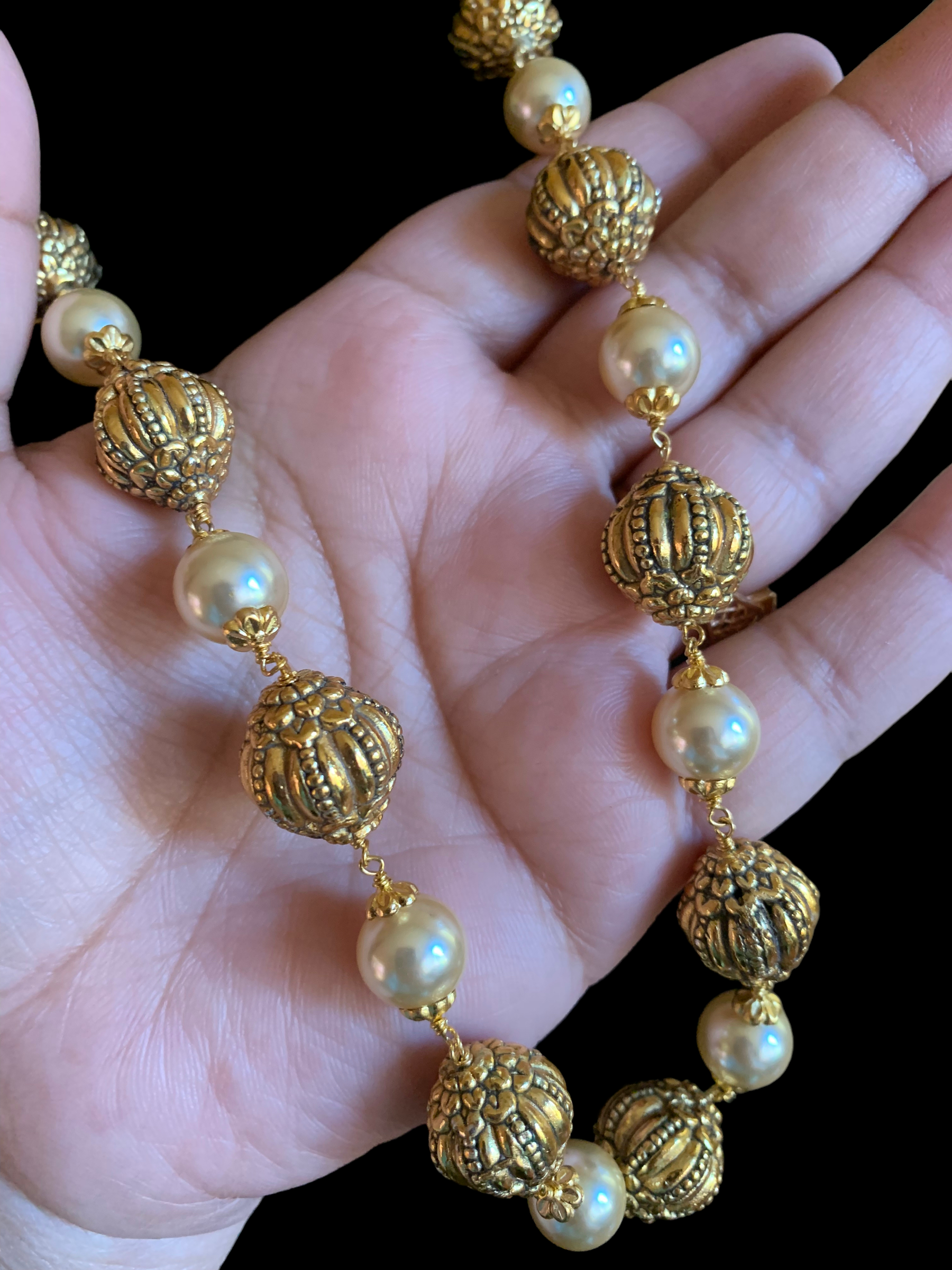 92.5 silver and gold plated nakshi beads mala