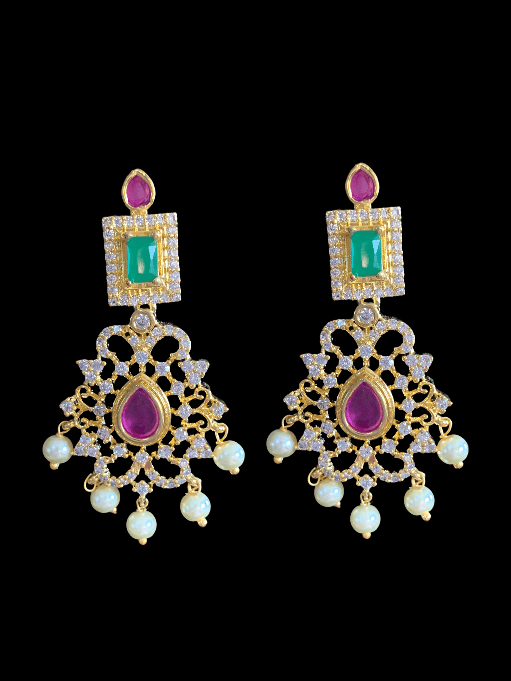 NS156 Mansha South Indian necklace set in ruby emerald (READY TO SHIP)