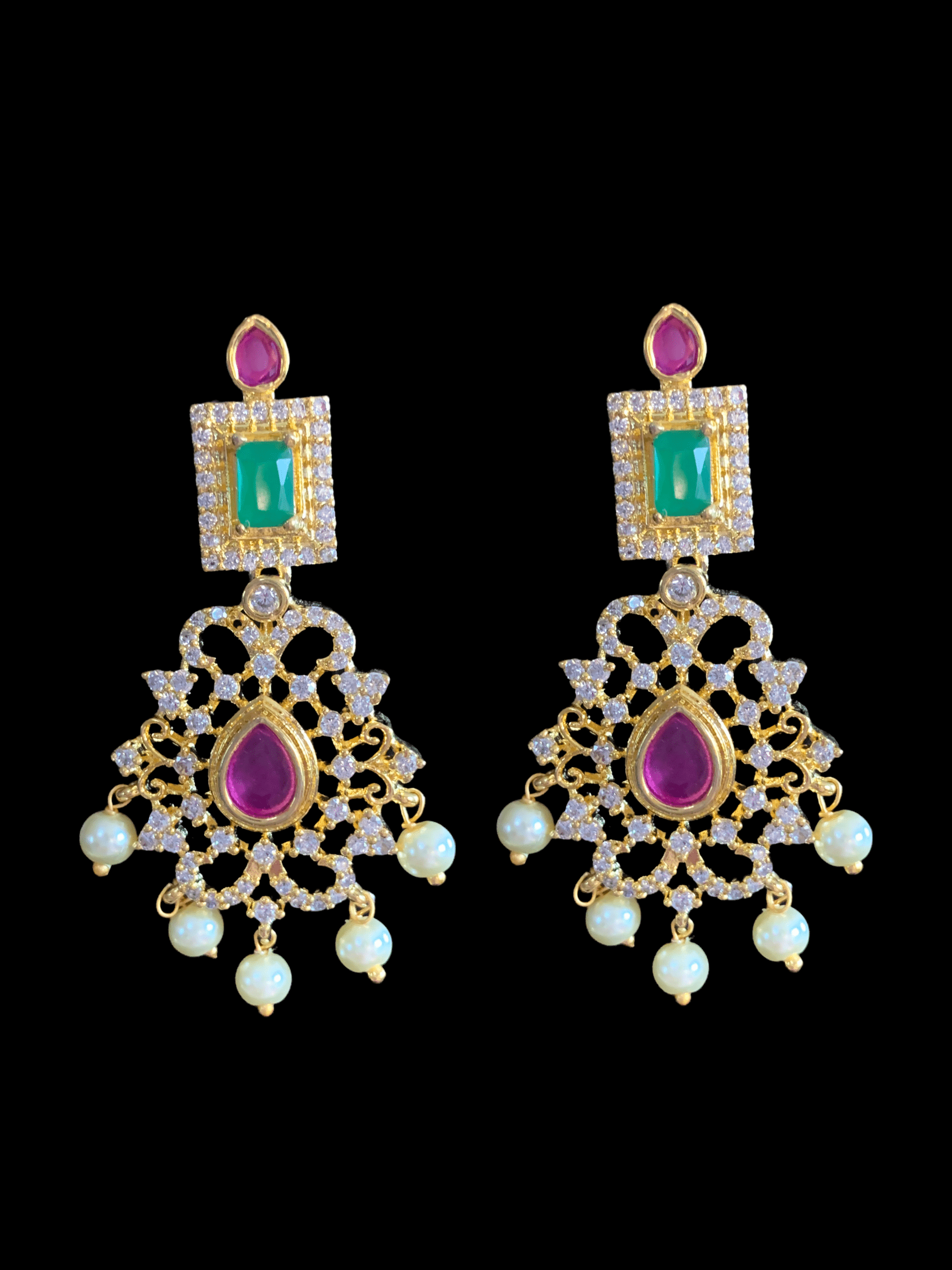 NS156 Mansha South Indian necklace set in ruby emerald (READY TO SHIP)