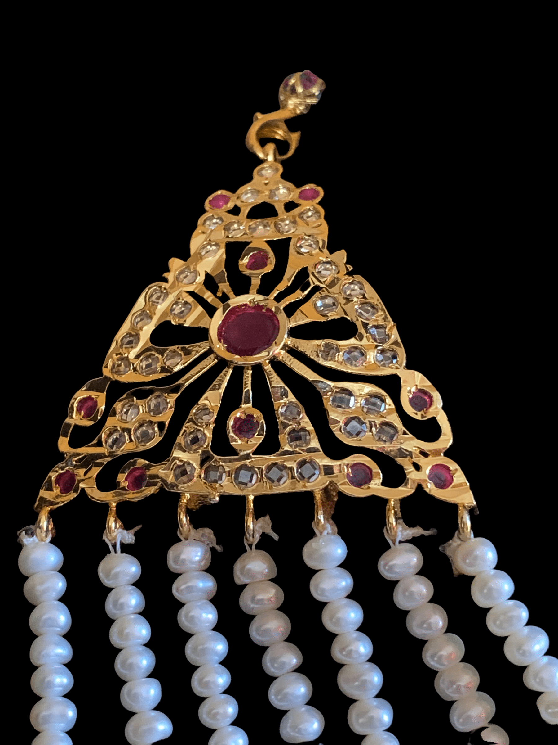 SAT7 Talia  satlada in fresh water pearls - ruby (READY TO SHIP)