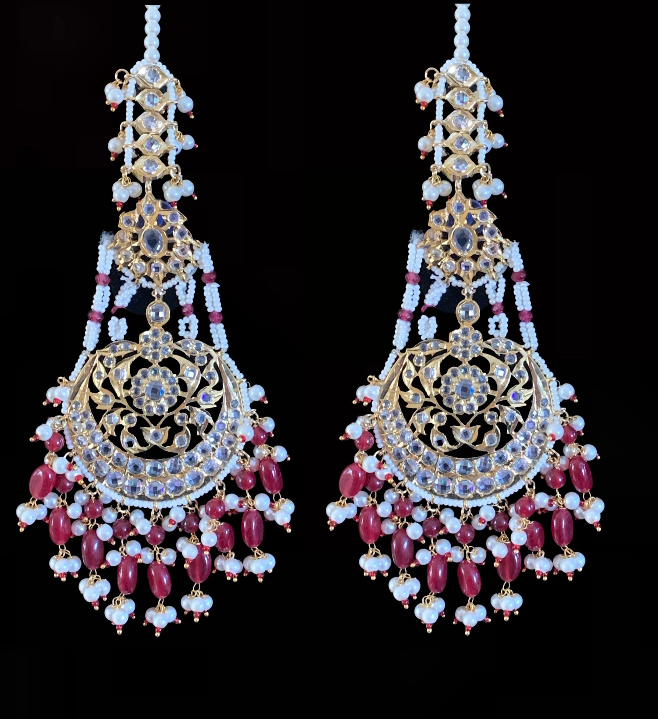 DER171  Romana ruby  statement jhoomar earrings ( READY TO SHIP )