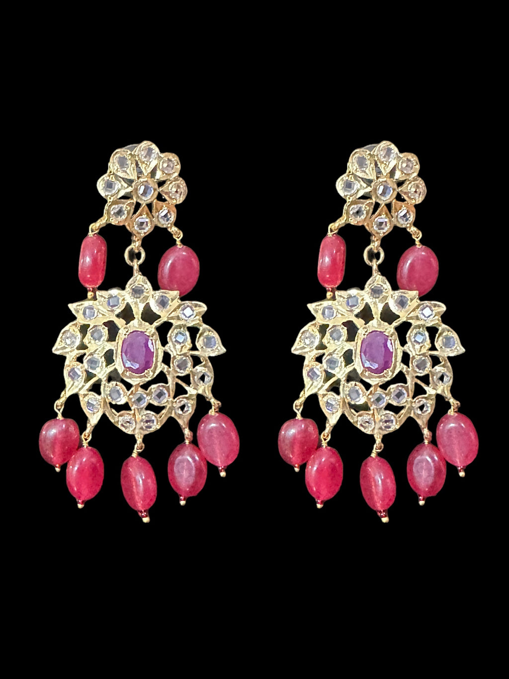 SAT79 Farmana three layer Hyderabadi Jadau necklace with earrings ( READY TO SHIP )