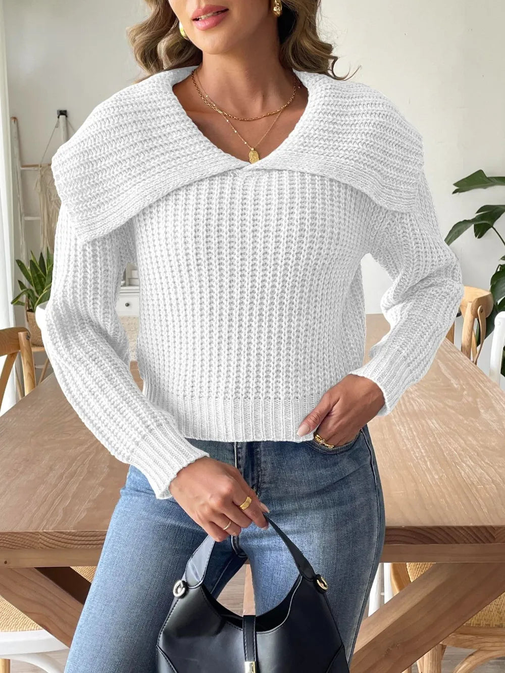 New autumn and winter large collar pullover sweater