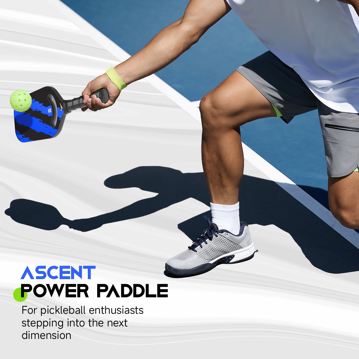 Ascent Power Blue Pickleball Paddle – 20mm Core for Spin & Stability